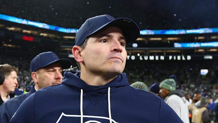 Seattle Seahawks head coach Mike Macdonald looks on