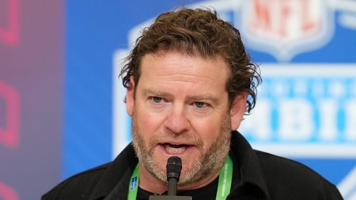 Seattle Seahawks general manager John Schneider speaks at the NFL Scouting Combine.