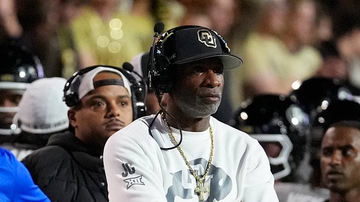 Oct 17, 2026; Boulder, Colorado, USA; Colorado Buffaloes head coach Deion Sanders on the sidelines during the first quarter against the Utah Utes at Folsom Field. Oct 17, 2026; Boulder, Colorado, USA; Colorado Buffaloes head coach Deion Sanders on the sidelines during the first quarter against the Utah Utes at Folsom Field.