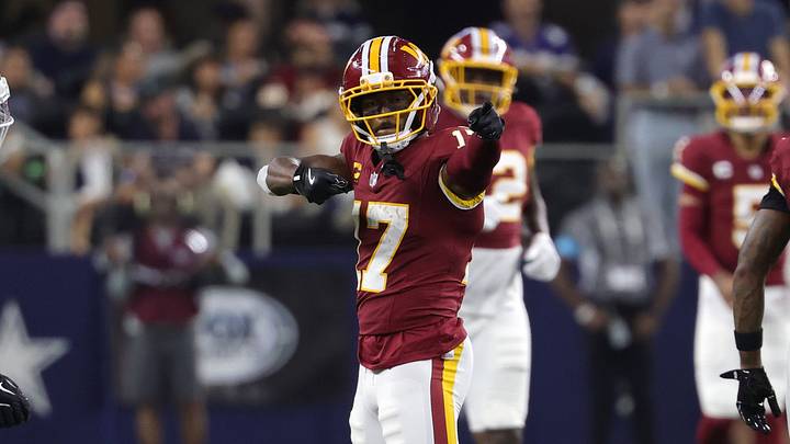 Sep 20, 2026; Arlington, Texas, USA; Washington Commanders wide receiver Terry McLaurin (17) reacts after an offensive play against the Dallas Cowboys during the first half at AT&T Stadium. Mandatory Credit: Kevin Jairaj-Imagn Images Sep 20, 2026; Arlington, Texas, USA; Washington Commanders wide receiver Terry McLaurin (17) reacts after an offensive play against the Dallas Cowboys during the first half at AT&T Stadium. Mandatory Credit: Kevin Jairaj-Imagn Images