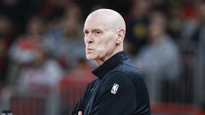 Indiana Pacers head coach Rick Carlisle looks on from the sidelines during the first half at United Center.