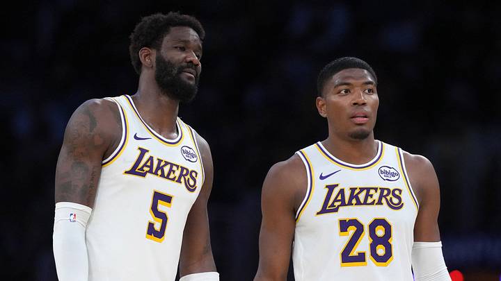 Los Angeles Lakers center Deandre Ayton (5) and forward Rui Hachimura (28) Los Angeles Lakers center Deandre Ayton (5) and forward Rui Hachimura (28)