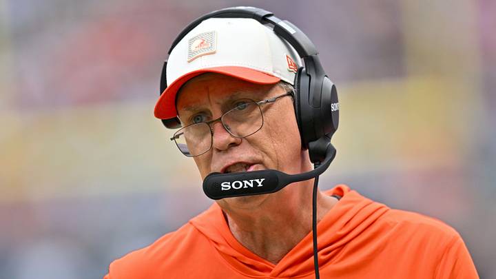 Aug 15, 2026; Chicago, Illinois, USA; Cleveland Browns head coach Todd Monken looks on during the first half against the Chicago Bears at Soldier Field. Mandatory Credit: Patrick Gorski-Imagn Images