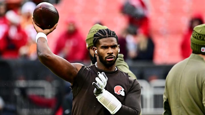 Nov 30, 2025; Cleveland, Ohio, USA; Cleveland Browns quarterback Shedeur Sanders (12) warms up before the game against the San Francisco 49ers at Huntington Bank Field. Mandatory Credit: Ken Blaze-Imagn Images Nov 30, 2025; Cleveland, Ohio, USA; Cleveland Browns quarterback Shedeur Sanders (12) warms up before the game against the San Francisco 49ers at Huntington Bank Field. Mandatory Credit: Ken Blaze-Imagn Images