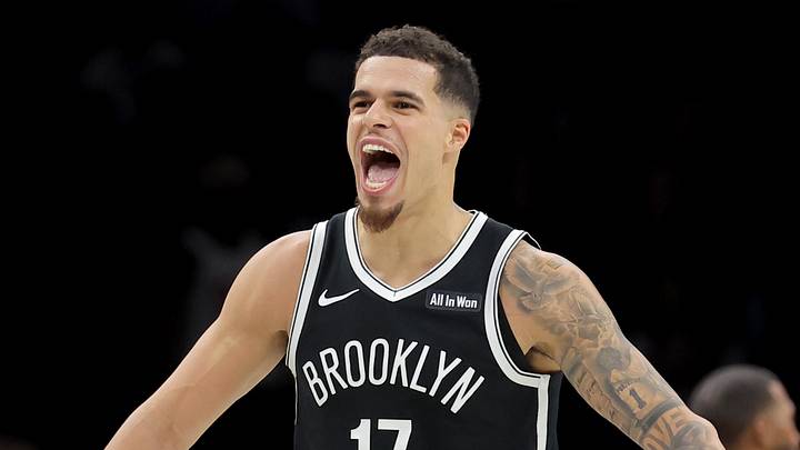 Dec 1, 2025; Brooklyn, New York, USA; Brooklyn Nets forward Michael Porter Jr. (17) reacts with guard Egor Demin (8) during the fourth quarter against the Charlotte Hornets at Barclays Center. Mandatory Credit: Brad Penner-Imagn Images Dec 1, 2025; Brooklyn, New York, USA; Brooklyn Nets forward Michael Porter Jr. (17) reacts with guard Egor Demin (8) during the fourth quarter against the Charlotte Hornets at Barclays Center. Mandatory Credit: Brad Penner-Imagn Images