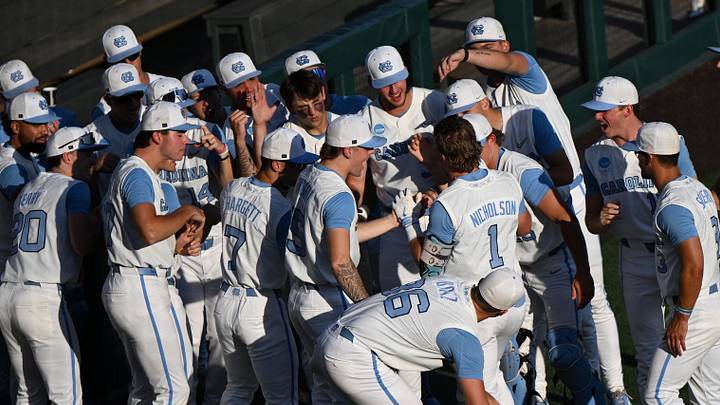 May 29, 2026; Chapel Hill, NC, USA; North Carolina Tar Heels infielder Cooper Nicholson (1) is greeted by his teammates after a homerun during game 2 of the Chapel Hill Regional at Boshamer Stadium. Mandatory Credit: William Howard-Imagn Images May 29, 2026; Chapel Hill, NC, USA; North Carolina Tar Heels infielder Cooper Nicholson (1) is greeted by his teammates after a homerun during game 2 of the Chapel Hill Regional at Boshamer Stadium. Mandatory Credit: William Howard-Imagn Images
