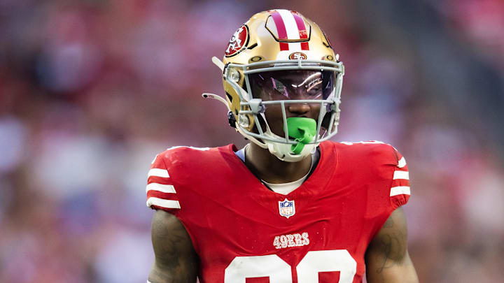 Dec 17, 2023; Glendale, Arizona, USA; San Francisco 49ers cornerback Darrell Luter (28) against the Arizona Cardinals at State Farm Stadium. Mandatory Credit: Mark J. Rebilas-USA TODAY Sports