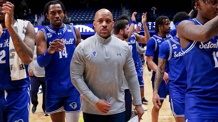 Feb 15, 2026; Indianapolis, Indiana, USA; Seton Hall Pirates assistant coach Corey Lowery and players celebrate after the game against the Butler Bulldogs at Hinkle Fieldhouse. Mandatory Credit: Robert Goddin-Imagn Images Feb 15, 2026; Indianapolis, Indiana, USA; Seton Hall Pirates assistant coach Corey Lowery and players celebrate after the game against the Butler Bulldogs at Hinkle Fieldhouse. Mandatory Credit: Robert Goddin-Imagn Images
