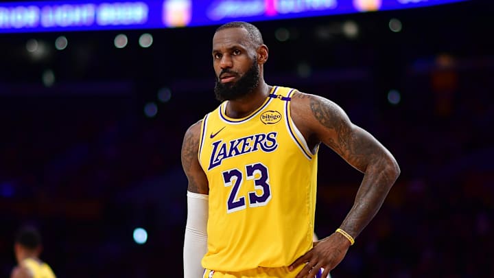 Los Angeles Lakers forward LeBron James (23) during the second half at Crypto.com Arena.