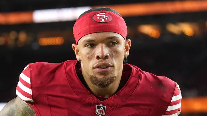 San Francisco 49ers wide receiver Skyy Moore. San Francisco 49ers wide receiver Skyy Moore.