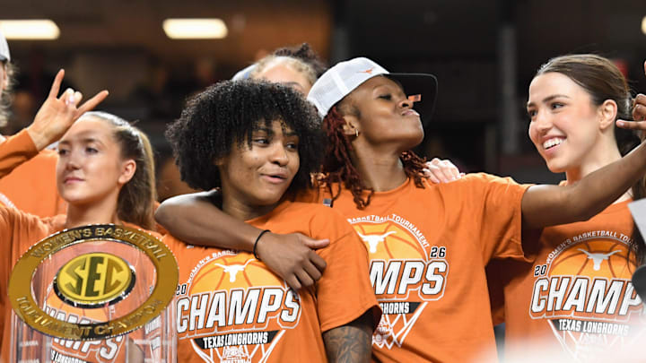 Texas had a double-digit lead over South Carolina for the majority of the SEC tournament final on Sunday. Texas had a double-digit lead over South Carolina for the majority of the SEC tournament final on Sunday.