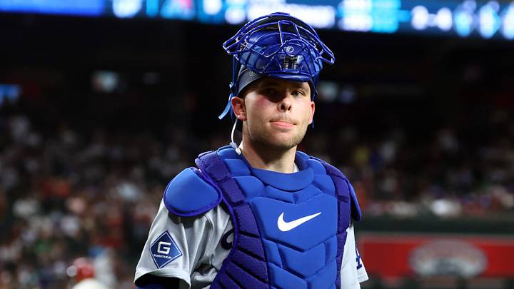 Jun 2, 2026; Phoenix, Arizona, USA; Los Angeles Dodgers catcher Dalton Rushing against the Arizona Diamondbacks at Chase Field. Mandatory Credit: Mark J. Rebilas-Imagn Images Jun 2, 2026; Phoenix, Arizona, USA; Los Angeles Dodgers catcher Dalton Rushing against the Arizona Diamondbacks at Chase Field. Mandatory Credit: Mark J. Rebilas-Imagn Images