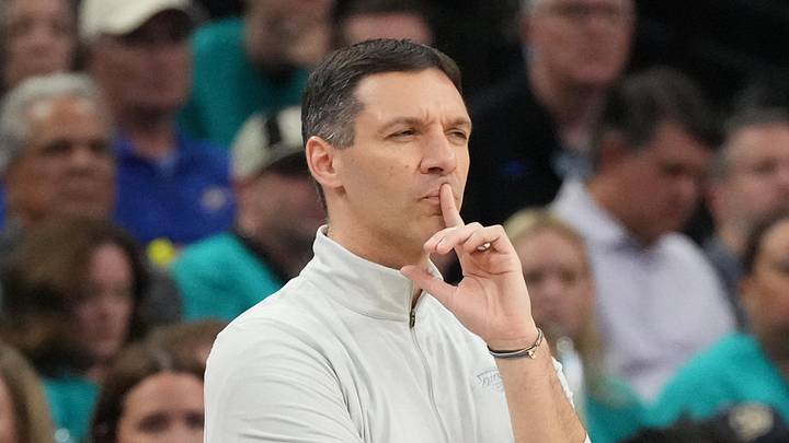 May 22, 2026; San Antonio, Texas, USA; Oklahoma City Thunder head coach Mark Daigneault reacts in the first half during game three of the western conference finals for the 2026 NBA playoffs at Frost Bank Center. Mandatory Credit: Scott Wachter-Imagn Images