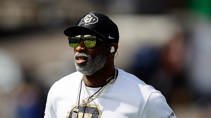 Apr 19, 2025; Boulder, CO, USA; Colorado Buffaloes head coach Deion Sanders before the spring game at Folsom Field. Mandatory Credit: Isaiah J. Downing-Imagn Images Apr 19, 2025; Boulder, CO, USA; Colorado Buffaloes head coach Deion Sanders before the spring game at Folsom Field. Mandatory Credit: Isaiah J. Downing-Imagn Images
