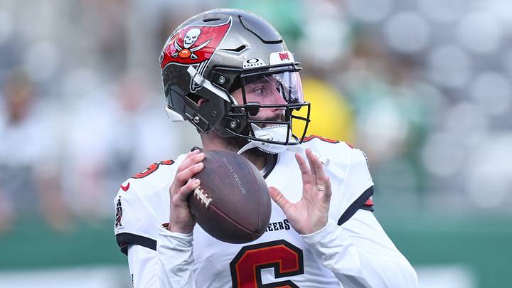 Aug 14, 2026; East Rutherford, New Jersey, USA; Tampa Bay Buccaneers quarterback Baker Mayfield (6) warms up before a game against the New York Giants at MetLife Stadium. Mandatory Credit: John Jones-Imagn Images Aug 14, 2026; East Rutherford, New Jersey, USA; Tampa Bay Buccaneers quarterback Baker Mayfield (6) warms up before a game against the New York Giants at MetLife Stadium. Mandatory Credit: John Jones-Imagn Images