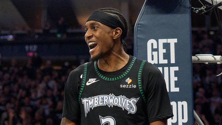 Apr 25, 2026; Minneapolis, Minnesota, USA; Minnesota Timberwolves forward Jaden McDaniels (3) reacts to being called for a foul against the Denver Nuggets in the fourth quarter at Target Center. Mandatory Credit: Matt Blewett-Imagn Images