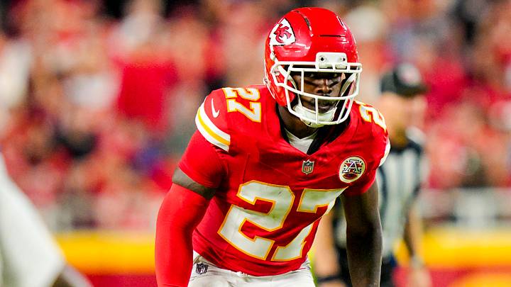 Oct 12, 2025; Kansas City, Missouri, USA; Kansas City Chiefs defensive back Chamarri Conner (27) defends during the first half against the Detroit Lions at GEHA Field at Arrowhead Stadium. Mandatory Credit: Jay Biggerstaff-Imagn Images Oct 12, 2025; Kansas City, Missouri, USA; Kansas City Chiefs defensive back Chamarri Conner (27) defends during the first half against the Detroit Lions at GEHA Field at Arrowhead Stadium. Mandatory Credit: Jay Biggerstaff-Imagn Images