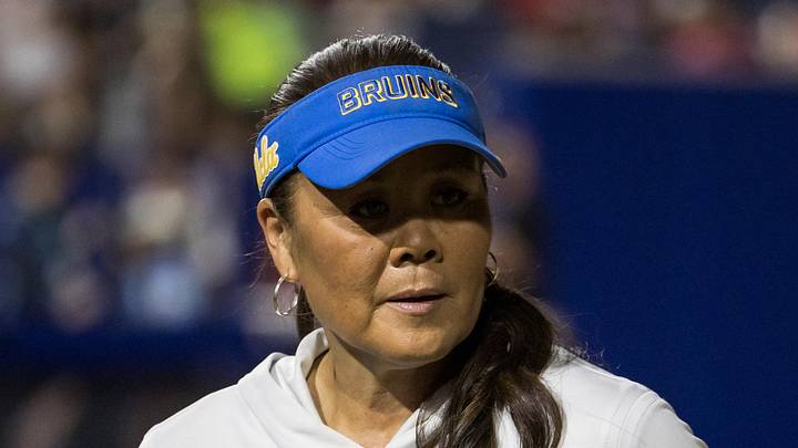 May 29, 2026; Oklahoma City, OK, USA; UCLA Bruins head coach Kelly Inouye-Perez heads back to the dugout during the fifth inning against the Arkansas Razorbacks during the NCAA Women’s College World Series at Devon Park. Mandatory Credit: Brett Rojo-Imagn Images May 29, 2026; Oklahoma City, OK, USA; UCLA Bruins head coach Kelly Inouye-Perez heads back to the dugout during the fifth inning against the Arkansas Razorbacks during the NCAA Women’s College World Series at Devon Park. Mandatory Credit: Brett Rojo-Imagn Images