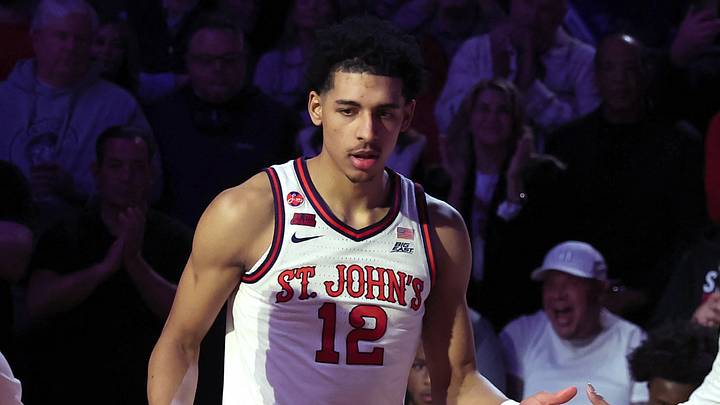 St. John's Red Storm guard RJ Luis Jr. (12) is introduced before a semifinal game against the Marquette Golden Eagles at Madison Square Garden. St. John's Red Storm guard RJ Luis Jr. (12) is introduced before a semifinal game against the Marquette Golden Eagles at Madison Square Garden.