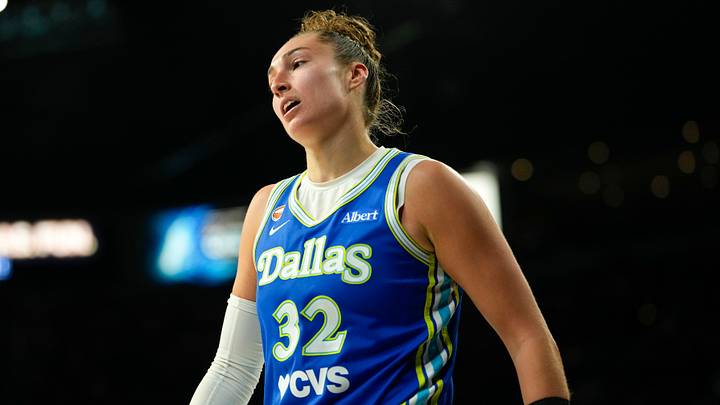 Jun 25, 2026; Las Vegas, Nevada, USA; Dallas Wings forward Jessica Shepard (32) looks on during the fourth quarter of a WNBA basketball game against the Las Vegas Aces at Michelob Ultra Arena. Mandatory Credit: Lucas Peltier-Imagn Images Jun 25, 2026; Las Vegas, Nevada, USA; Dallas Wings forward Jessica Shepard (32) looks on during the fourth quarter of a WNBA basketball game against the Las Vegas Aces at Michelob Ultra Arena. Mandatory Credit: Lucas Peltier-Imagn Images