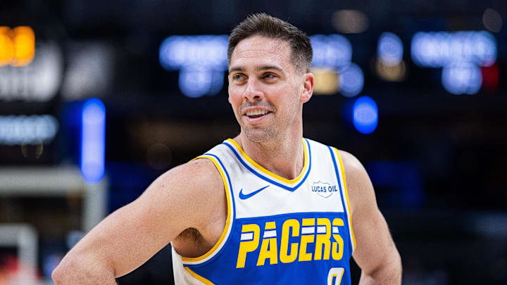 Indiana Pacers guard T.J. McConnell (9) reacts in the second half against the Houston Rockets at Gainbridge Fieldhouse.