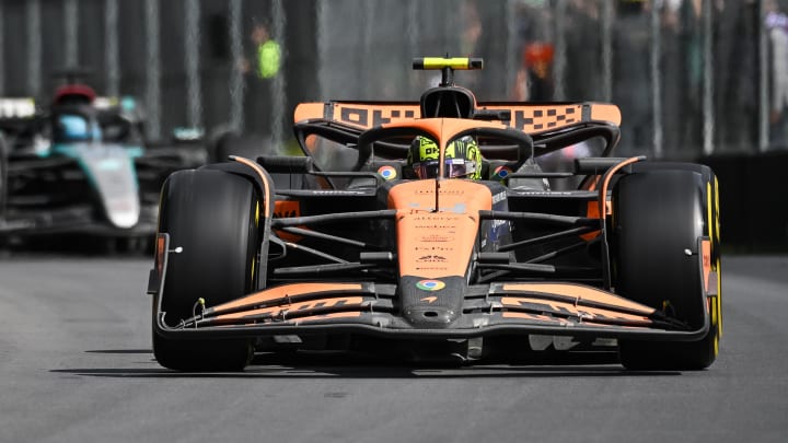 Jun 9, 2024; Montreal, Quebec, CAN; McLaren driver Lando Norris (GBR) races during the Canadian Grand Prix at Circuit Gilles Villeneuve. Mandatory Credit: David Kirouac-USA TODAY Sports