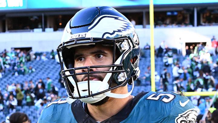 Oct 18, 2026; Philadelphia, Pennsylvania, USA; Philadelphia Eagles linebacker Zack Baun (53) walks off the field after loss to the Carolina Panthers at Lincoln Financial Field. Mandatory Credit: Eric Hartline-Imagn Images