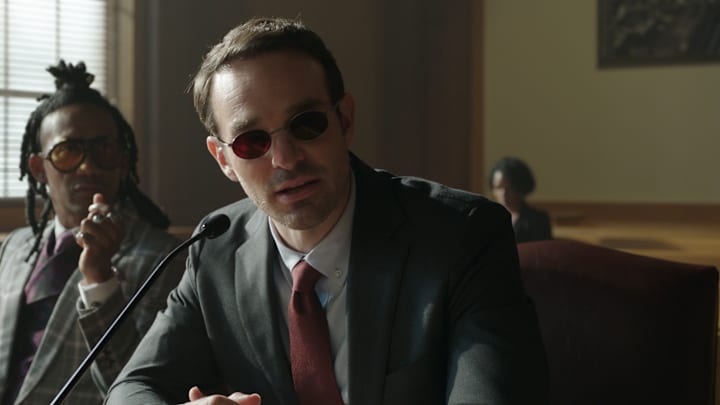 (L-R): Griffin Matthews as Luke Jacobson and Charlie Cox as Daredevil/Matt Murdock in Marvel Studios' She-Hulk: Attorney at Law, exclusively on Disney+. Photo courtesy of Marvel Studios. © 2022 MARVEL.