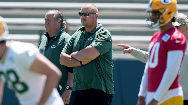 Green Bay Packers offensive coordinator Adam Stenavich is shown during organized team activities Wednesday, May 29, 2024 in Green Bay, Wisconsin.
