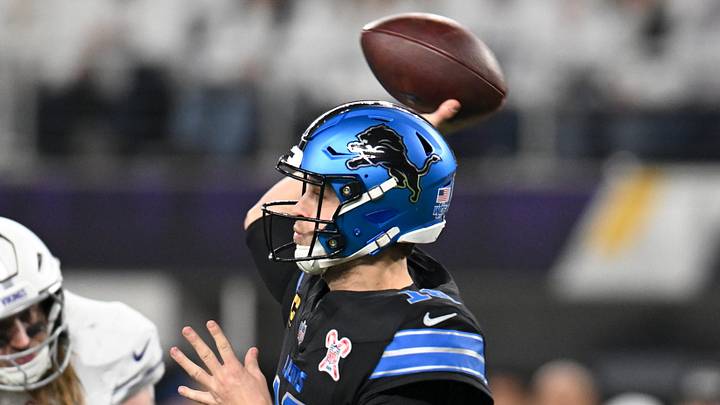 Dec 25, 2025; Minneapolis, Minnesota, USA; Detroit Lions quarterback Jared Goff (16) passes the ball against the Minnesota Vikings in the second half at U.S. Bank Stadium. Mandatory Credit: Jeffrey Becker-Imagn Images Dec 25, 2025; Minneapolis, Minnesota, USA; Detroit Lions quarterback Jared Goff (16) passes the ball against the Minnesota Vikings in the second half at U.S. Bank Stadium. Mandatory Credit: Jeffrey Becker-Imagn Images