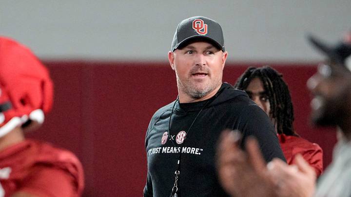 Tight end coach Jason Witten walks on the field during an Oklahoma (OU) football practice in Norman, Okla., on Wednesday, March 25, 2026.
