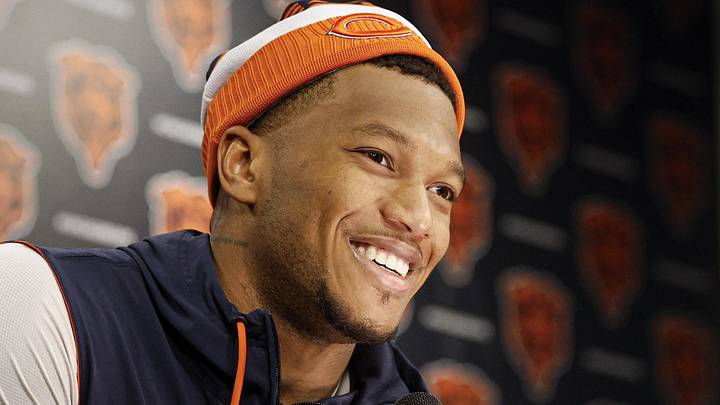 Jun 3, 2025; Lake Forest, IL, USA; Chicago Bears wide receiver DJ Moore (2) speaks during minicamp at Halas Hall. Mandatory Credit: Kamil Krzaczynski-Imagn Images Jun 3, 2025; Lake Forest, IL, USA; Chicago Bears wide receiver DJ Moore (2) speaks during minicamp at Halas Hall. Mandatory Credit: Kamil Krzaczynski-Imagn Images