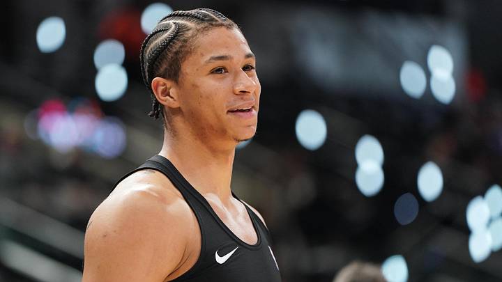 May 28, 2026; San Antonio, Texas, USA; San Antonio Spurs forward Carter Bryant (11) warms up before the start of Game 6 of the Western Conference Finals for the 2026 NBA Playoffs at Frost Bank Center.