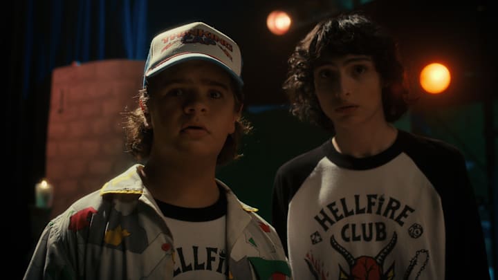 STRANGER THINGS. (L to R) Gaten Matarazzo as Dustin Henderson and Finn Wolfhard as Mike Wheeler in STRANGER THINGS. Cr. Courtesy of Netflix © 2022
