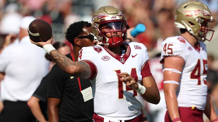 Sep 19, 2026; Tuscaloosa, Alabama, USA; Florida State Seminoles quarterback Ashton Daniels (14) warms up before the game against the Alabama Crimson Tide at Saban Field at Bryant-Denny Stadium. Mandatory Credit: David Leong-Imagn Images Sep 19, 2026; Tuscaloosa, Alabama, USA; Florida State Seminoles quarterback Ashton Daniels (14) warms up before the game against the Alabama Crimson Tide at Saban Field at Bryant-Denny Stadium. Mandatory Credit: David Leong-Imagn Images
