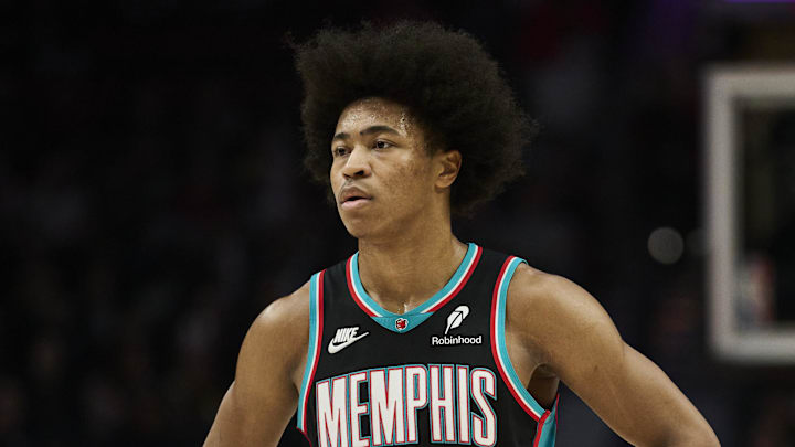 Feb 6, 2026; Portland, Oregon, USA; Memphis Grizzlies forward Jaylen Wells (0) stands during the first half against Portland Trail Blazers forward Toumani Camara (33) at Moda Center. Mandatory Credit: Troy Wayrynen-Imagn Images Feb 6, 2026; Portland, Oregon, USA; Memphis Grizzlies forward Jaylen Wells (0) stands during the first half against Portland Trail Blazers forward Toumani Camara (33) at Moda Center. Mandatory Credit: Troy Wayrynen-Imagn Images