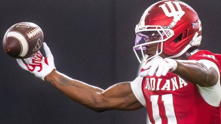 Indiana's Nick Marsh during Indiana University spring football practice. Indiana's Nick Marsh during Indiana University spring football practice.