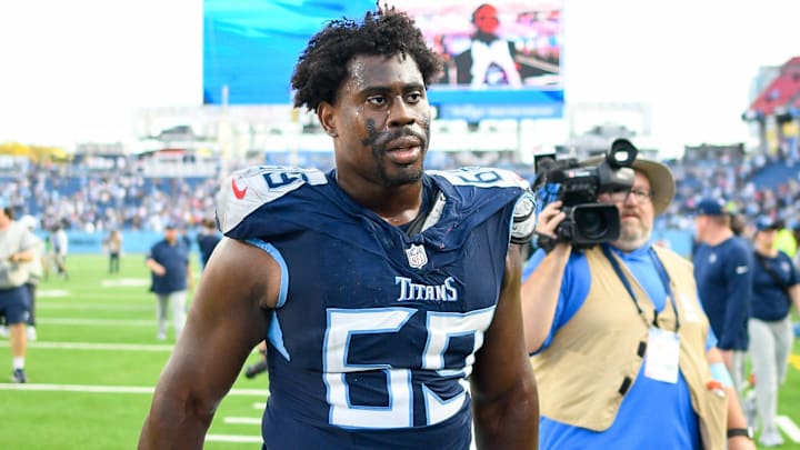 Nov 3, 2024; Nashville, Tennessee, USA; Tennessee Titans defensive tackle Sebastian Joseph-Day (69) walks off the field against the New England Patriots during post game at Nissan Stadium. Mandatory Credit: Steve Roberts-Imagn Images Nov 3, 2024; Nashville, Tennessee, USA; Tennessee Titans defensive tackle Sebastian Joseph-Day (69) walks off the field against the New England Patriots during post game at Nissan Stadium. Mandatory Credit: Steve Roberts-Imagn Images