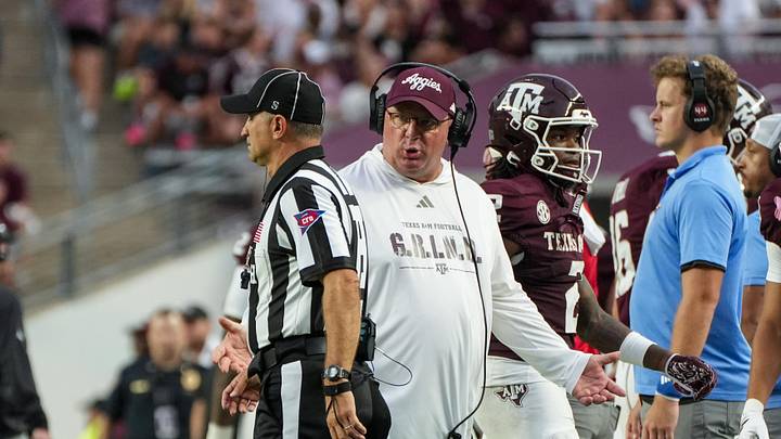 Aug 30, 2025; College Station, Texas, USA; Texas A&M Aggies head coach Mike Elko during the second quarter against the UTSA Roadrunners at Kyle Field. Mandatory Credit: Sean Thomas-Imagn Images Aug 30, 2025; College Station, Texas, USA; Texas A&M Aggies head coach Mike Elko during the second quarter against the UTSA Roadrunners at Kyle Field. Mandatory Credit: Sean Thomas-Imagn Images