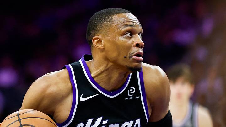 Mar 10, 2026; Sacramento, California, USA; Sacramento Kings guard Russell Westbrook (18) drives to the basket during the second quarter against the Indiana Pacers at Golden 1 Center. Mandatory Credit: Sergio Estrada-Imagn Images