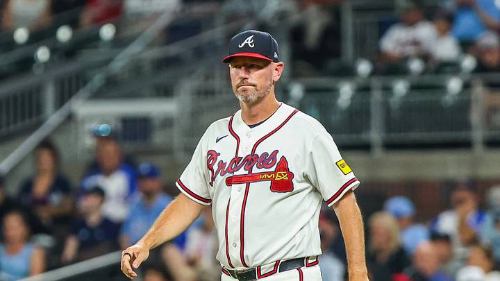 Aug 5, 2026; Cumberland, Georgia, USA; Atlanta Braves pitching coach Jeremy Hefner (85) walks to the mound during the game against the Miami Marlins during the eighth inning at Truist Park. Mandatory Credit: Jordan Godfree-Imagn Images Aug 5, 2026; Cumberland, Georgia, USA; Atlanta Braves pitching coach Jeremy Hefner (85) walks to the mound during the game against the Miami Marlins during the eighth inning at Truist Park. Mandatory Credit: Jordan Godfree-Imagn Images