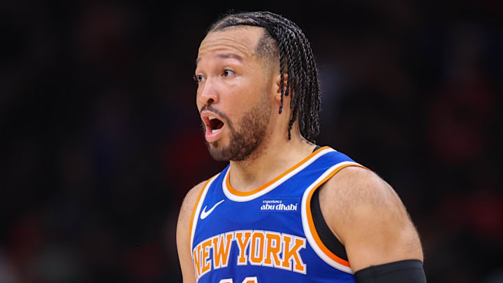 Apr 30, 2026; Atlanta, Georgia, USA; New York Knicks guard Jalen Brunson (11) in action against the Atlanta Hawks in the second quarter during game six of the first round of the 2026 NBA Playoffs at State Farm Arena. Mandatory Credit: Brett Davis-Imagn Images