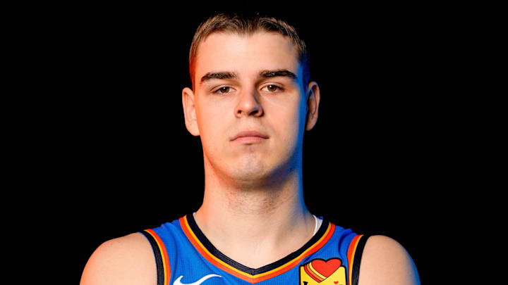 Nikola Topic is pictured during the Thunder media day at the Paycom Center in Oklahoma City, on Monday, Sept. 30, 2024.