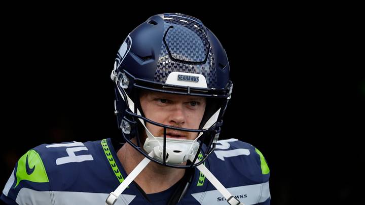 Seattle Seahawks quarterback Sam Darnold takes the field
