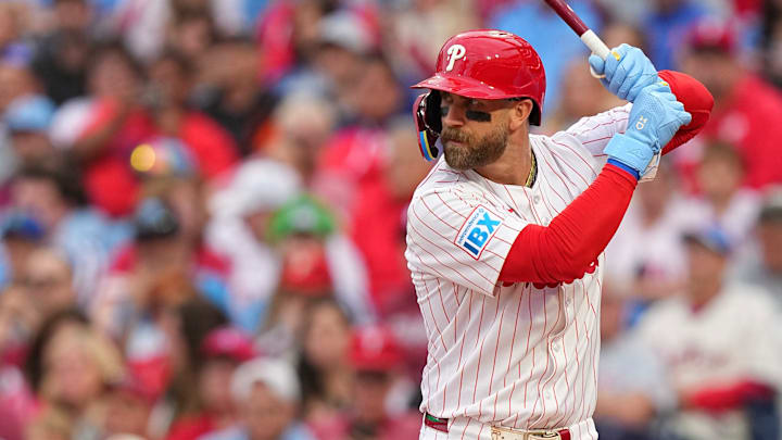 Phillies manager Rob Thomson would like to see Bryce Harper protect himself.