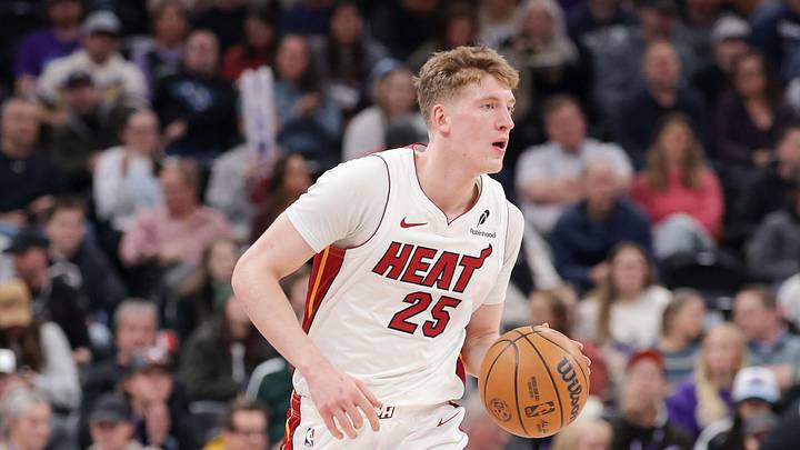Jan 24, 2026; Salt Lake City, Utah, USA; Miami Heat guard Kasparas Jakučionis (25) brings the ball up the court against the Utah Jazz during the first quarter at Delta Center. Mandatory Credit: Chris Nicoll-Imagn Images Jan 24, 2026; Salt Lake City, Utah, USA; Miami Heat guard Kasparas Jakučionis (25) brings the ball up the court against the Utah Jazz during the first quarter at Delta Center. Mandatory Credit: Chris Nicoll-Imagn Images