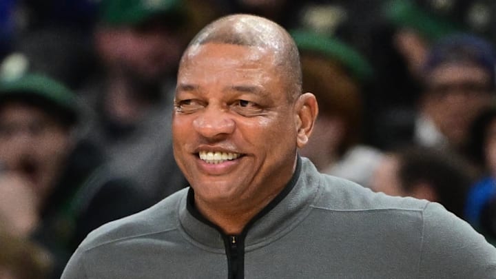 Milwaukee Bucks head coach Doc Rivers looks on in the second quarter against the Dallas Mavericks at Fiserv Forum on March 31, 2026.