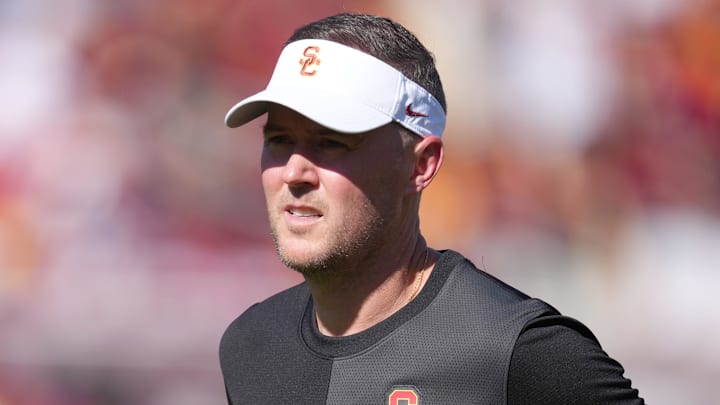 Aug 30, 2025; Los Angeles, California, USA; Southern California Trojans head coach Lincoln Riley reacts during the game against the Missouri State Bears at United Airlines Field at Los Angeles Memorial Coliseum. Mandatory Credit: Kirby Lee-Imagn Images Aug 30, 2025; Los Angeles, California, USA; Southern California Trojans head coach Lincoln Riley reacts during the game against the Missouri State Bears at United Airlines Field at Los Angeles Memorial Coliseum. Mandatory Credit: Kirby Lee-Imagn Images