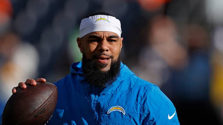 Jan 4, 2026; Denver, Colorado, USA; Los Angeles Chargers wide receiver Keenan Allen (13) warms up before the game against the Denver Broncos at Empower Field at Mile High. Mandatory Credit: Isaiah J. Downing-Imagn Images