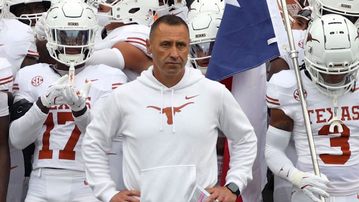 Texas Longhorns head coach Steve Sarkisian waits to lead his team onto the field prior to the game against the Mississippi State Bulldogs at Davis Wade Stadium at Scott Field. 